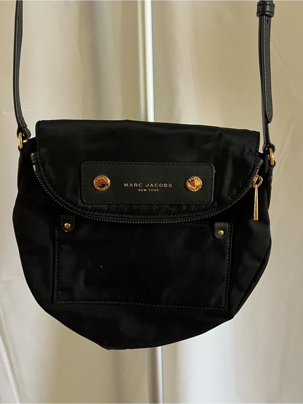 Marc Jacobs Black Nylon Crossbody with Gold Hardware